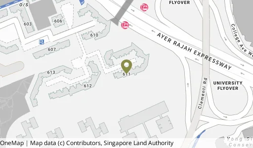 Location map of Blk 611 Clementi West St 1, a HDB resale block in Clementi, Singapore