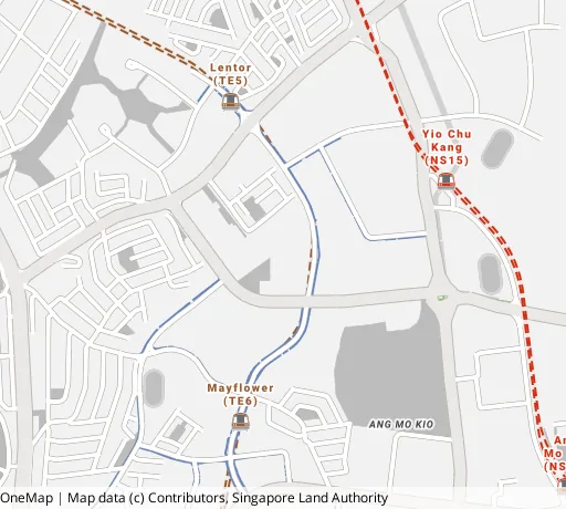 Map of the area around Blk 612 Ang Mo Kio Ave 4 in Ang Mo Kio, showing 400 m and 1 km rings and 2 primary schools within 1 km