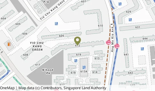 Location map of Blk 612 Ang Mo Kio Ave 4, a HDB resale block in Ang Mo Kio, Singapore