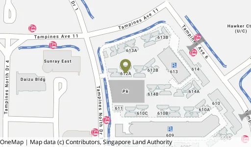 Location map of Blk 612A Tampines Nth Dr 1, a HDB resale block in Tampines, Singapore