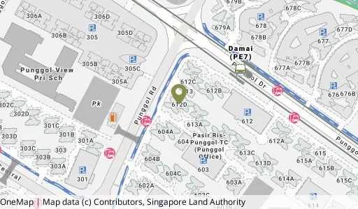 Location map of Blk 612D Punggol Dr, a HDB resale block in Punggol, Singapore
