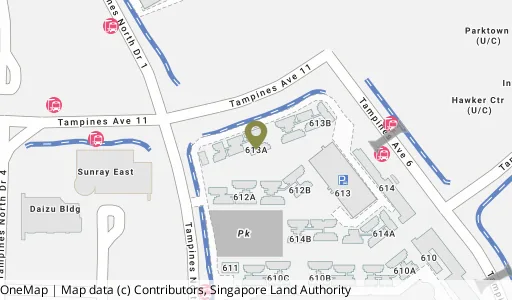 Location map of Blk 613A Tampines Nth Dr 1, a HDB resale block in Tampines, Singapore