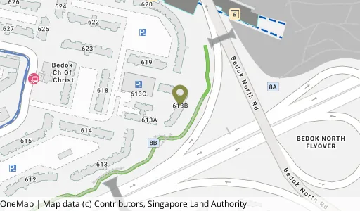 Location map of Blk 613B Bedok Reservoir Rd, a HDB resale block in Bedok, Singapore
