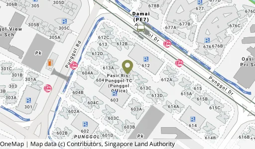 Location map of Blk 613B Punggol Dr, a HDB resale block in Punggol, Singapore