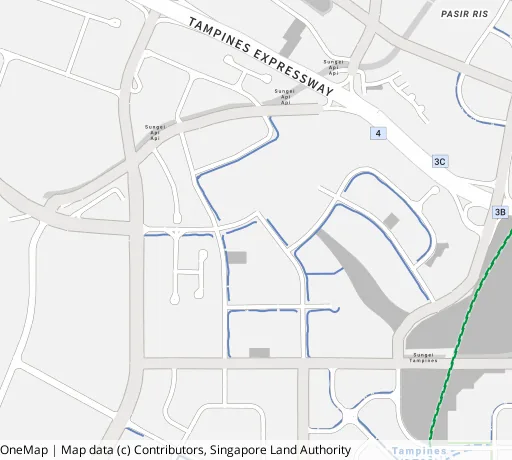Map of the area around Blk 613B Tampines Nth Dr 1 in Tampines, showing 400 m and 1 km rings and 2 primary schools within 1 km