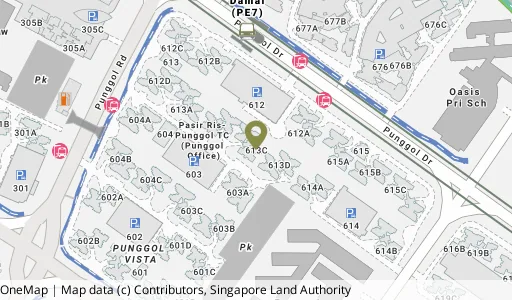 Location map of Blk 613C Punggol Dr, a HDB resale block in Punggol, Singapore