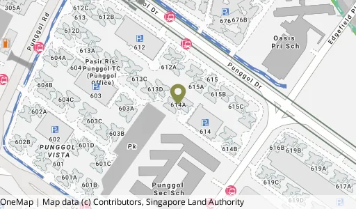 Location map of Blk 614A Edgefield Plains, a HDB resale block in Punggol, Singapore