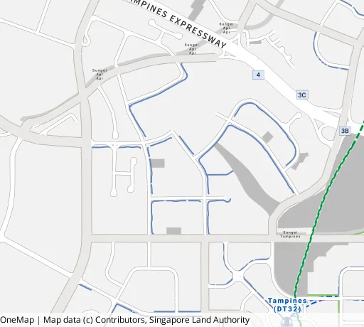 Map of the area around Blk 614A Tampines Nth Dr 1 in Tampines, showing 400 m and 1 km rings and 2 primary schools within 1 km