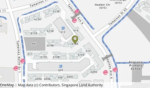 Location map of Blk 614A Tampines Nth Dr 1, a HDB resale block in Tampines, Singapore