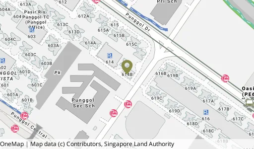 Location map of Blk 614B Edgefield Plains, a HDB resale block in Punggol, Singapore