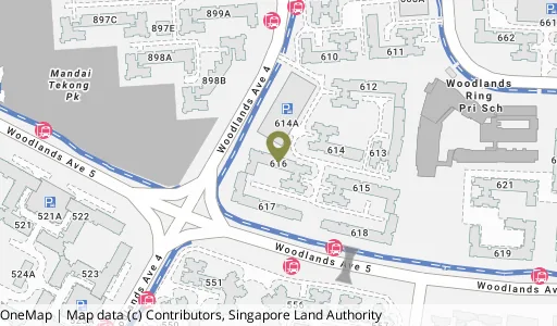 Location map of Blk 616 Woodlands Ave 4, a HDB resale block in Woodlands, Singapore