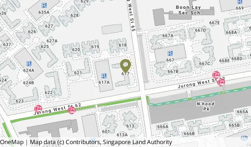 Location map of Blk 617 Jurong West St 65, a HDB resale block in Jurong West, Singapore