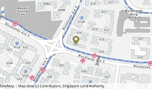 Location map of Blk 617 Woodlands Ave 4, a HDB resale block in Woodlands, Singapore