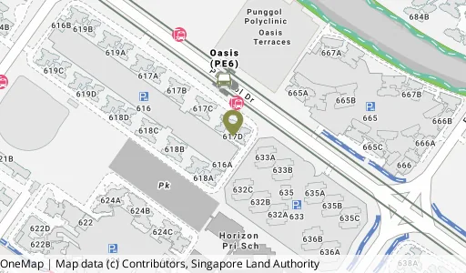 Location map of Blk 617D Punggol Dr, a HDB resale block in Punggol, Singapore