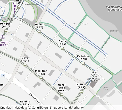 Map of the area around Blk 618A Punggol Dr in Punggol, showing 400 m and 1 km rings and 7 primary schools within 1 km