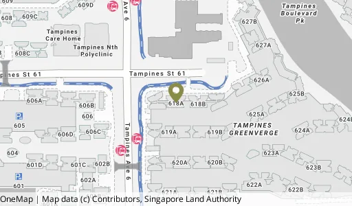 Location map of Blk 618A Tampines St 61, a HDB resale block in Tampines, Singapore