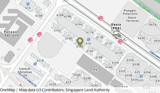 Location map of Blk 618D Punggol Dr, a HDB resale block in Punggol, Singapore