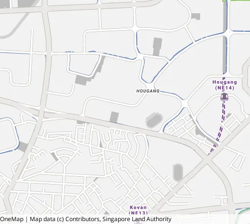 Map of the area around Blk 619 Hougang Ave 8 in Hougang, showing 400 m and 1 km rings and 4 primary schools within 1 km