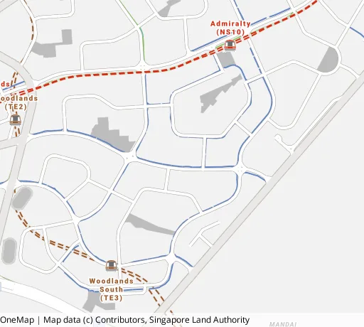 Map of the area around Blk 619 Woodlands Dr 52 in Woodlands, showing 400 m and 1 km rings and 4 primary schools within 1 km