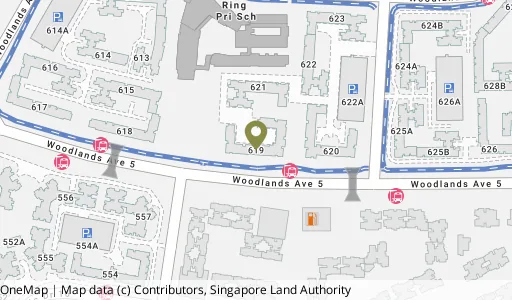 Location map of Blk 619 Woodlands Dr 52, a HDB resale block in Woodlands, Singapore