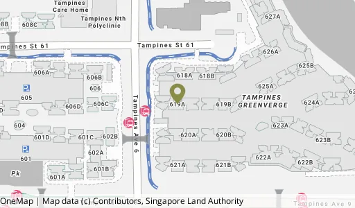 Location map of Blk 619A Tampines St 61, a HDB resale block in Tampines, Singapore