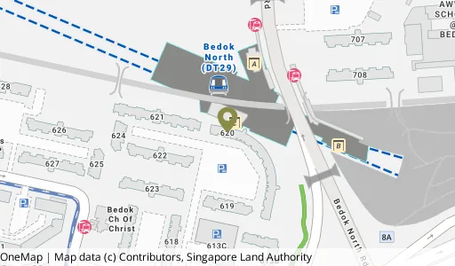 Location map of Blk 620 Bedok Reservoir Rd, a HDB resale block in Bedok, Singapore