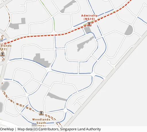 Map of the area around Blk 622 Woodlands Dr 52 in Woodlands, showing 400 m and 1 km rings and 5 primary schools within 1 km