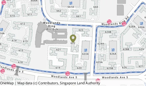 Location map of Blk 622 Woodlands Dr 52, a HDB resale block in Woodlands, Singapore