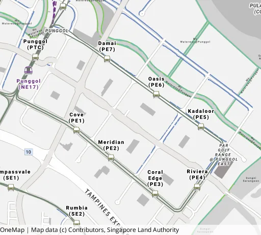 Map of the area around Blk 622B Punggol Ctrl in Punggol, showing 400 m and 1 km rings and 7 primary schools within 1 km