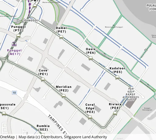 Map of the area around Blk 622C Punggol Ctrl in Punggol, showing 400 m and 1 km rings and 7 primary schools within 1 km