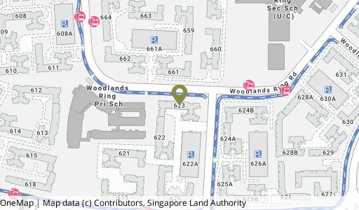 Location map of Blk 623 Woodlands Dr 52, a HDB resale block in Woodlands, Singapore