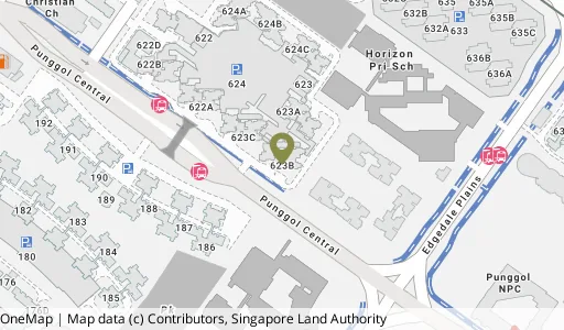 Location map of Blk 623B Punggol Ctrl, a HDB resale block in Punggol, Singapore