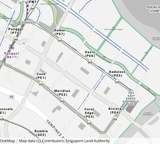 Map of the area around Blk 624A Punggol Ctrl in Punggol, showing 400 m and 1 km rings and 7 primary schools within 1 km