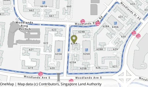 Location map of Blk 624A Woodlands Dr 52, a HDB resale block in Woodlands, Singapore