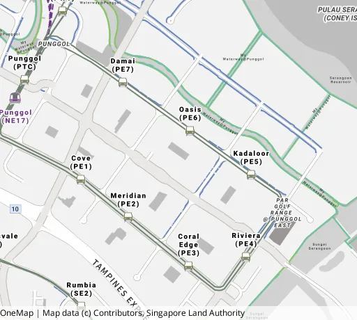 Map of the area around Blk 624C Punggol Ctrl in Punggol, showing 400 m and 1 km rings and 7 primary schools within 1 km