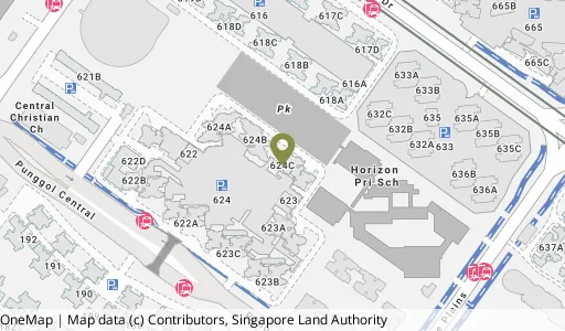 Location map of Blk 624C Punggol Ctrl, a HDB resale block in Punggol, Singapore