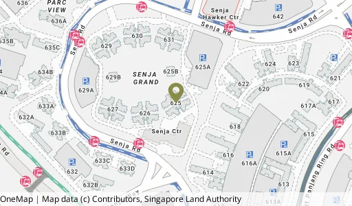 Location map of Blk 625 Senja Rd, a HDB resale block in Bukit Panjang, Singapore