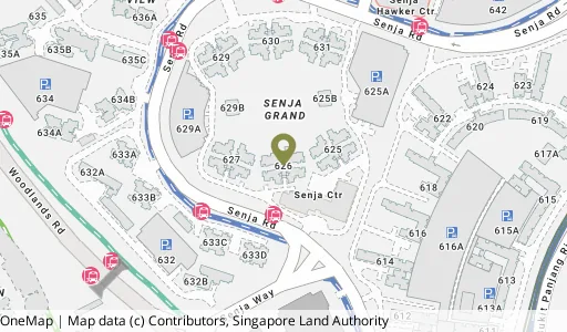 Location map of Blk 626 Senja Rd, a HDB resale block in Bukit Panjang, Singapore