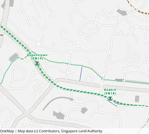 Map of the area around Blk 62A Strathmore Ave in Queenstown, showing 400 m and 1 km rings and 1 primary school within 1 km