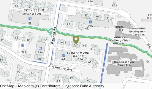 Location map of Blk 62A Strathmore Ave, a HDB resale block in Queenstown, Singapore
