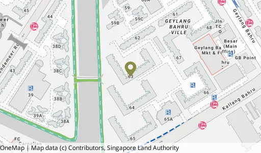 Location map of Blk 63 Kallang Bahru, a HDB resale block in Kallang/Whampoa, Singapore