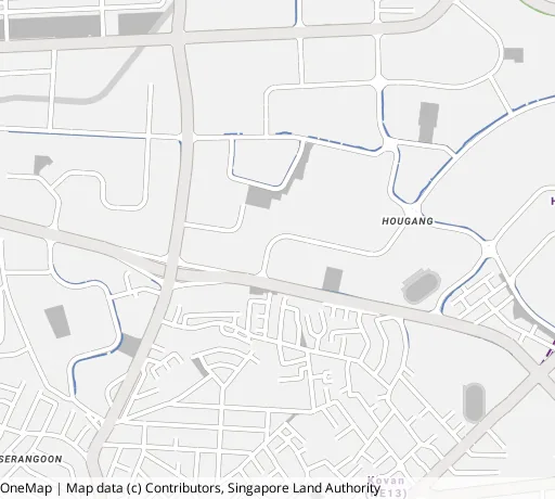 Map of the area around Blk 632 Hougang Ave 8 in Hougang, showing 400 m and 1 km rings and 4 primary schools within 1 km