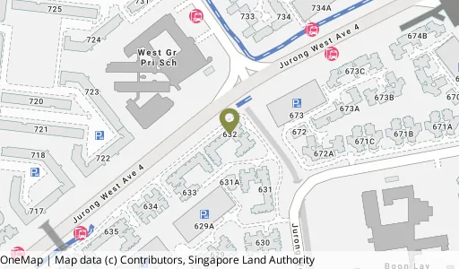 Location map of Blk 632 Jurong West St 65, a HDB resale block in Jurong West, Singapore