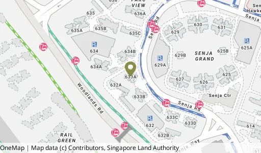 Location map of Blk 633A Senja Rd, a HDB resale block in Bukit Panjang, Singapore