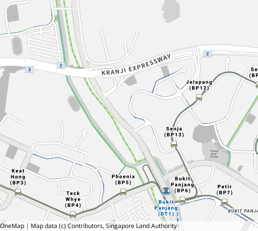 Map of the area around Blk 633B Senja Rd in Bukit Panjang, showing 400 m and 1 km rings and 3 primary schools within 1 km