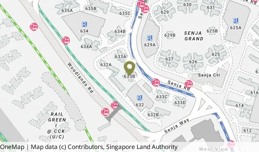 Location map of Blk 633B Senja Rd, a HDB resale block in Bukit Panjang, Singapore