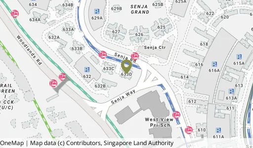 Location map of Blk 633D Senja Rd, a HDB resale block in Bukit Panjang, Singapore