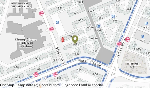 Location map of Blk 634 Yishun St 61, a HDB resale block in Yishun, Singapore