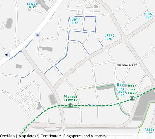 Map of the area around Blk 635 Jurong West St 65 in Jurong West, showing 400 m and 1 km rings and 4 primary schools within 1 km