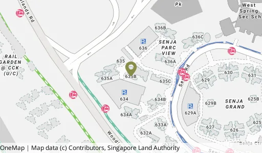 Location map of Blk 635B Senja Rd, a HDB resale block in Bukit Panjang, Singapore